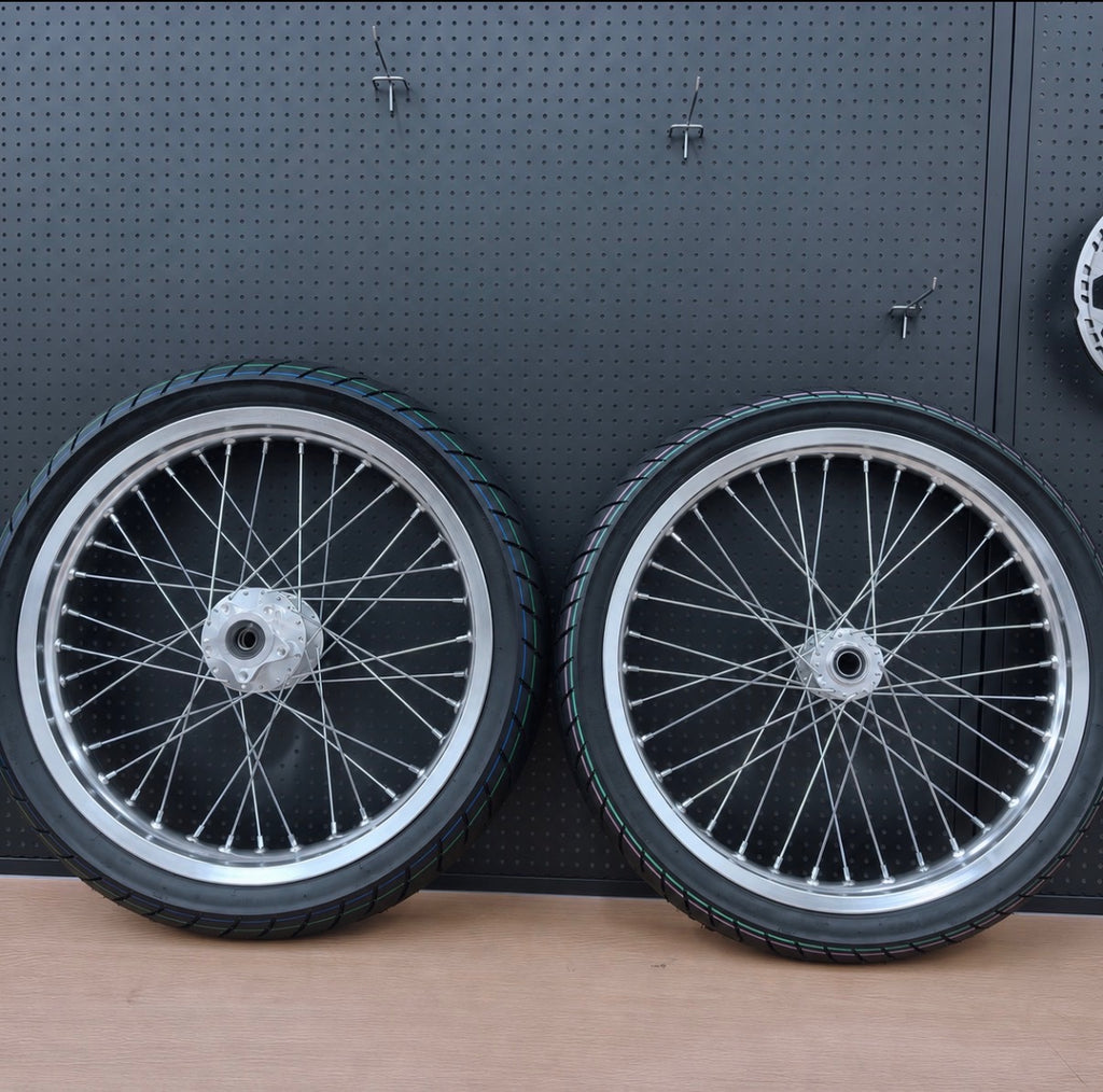 Talaria XXX / MX4, MX3, Sting - Supermoto Wheelset (Thick/Wide) - Chrome Silver