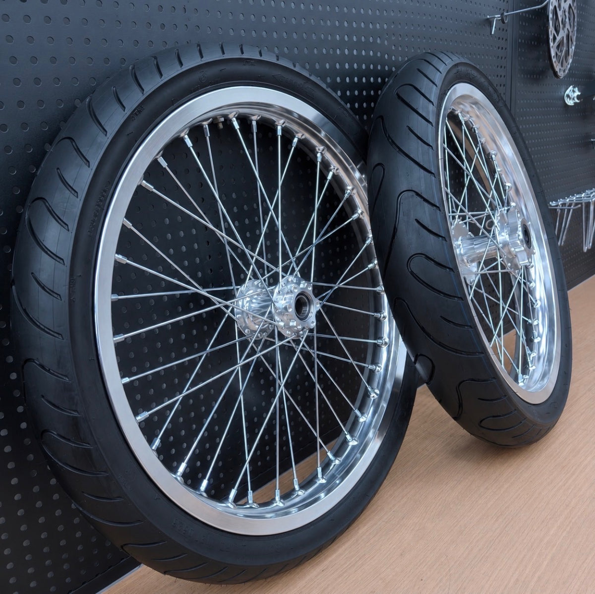 Talaria XXX / MX4, MX3, Sting - Supermoto Wheelset (Thick/Wide) - Chrome Silver